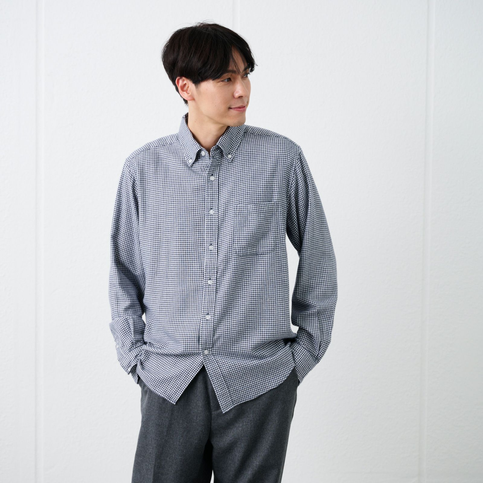 【てまラク】フランネルボタンダウンシャツ