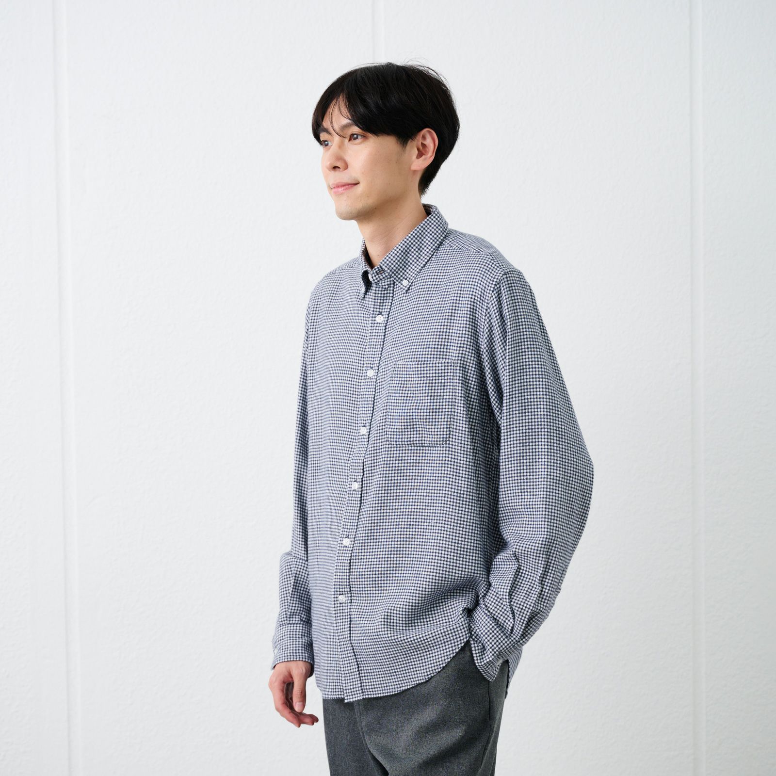 【てまラク】フランネルボタンダウンシャツ