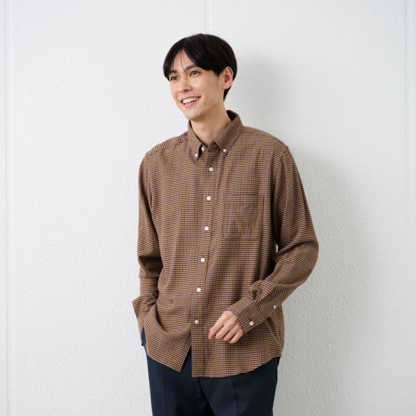 【てまラク】フランネルボタンダウンシャツ