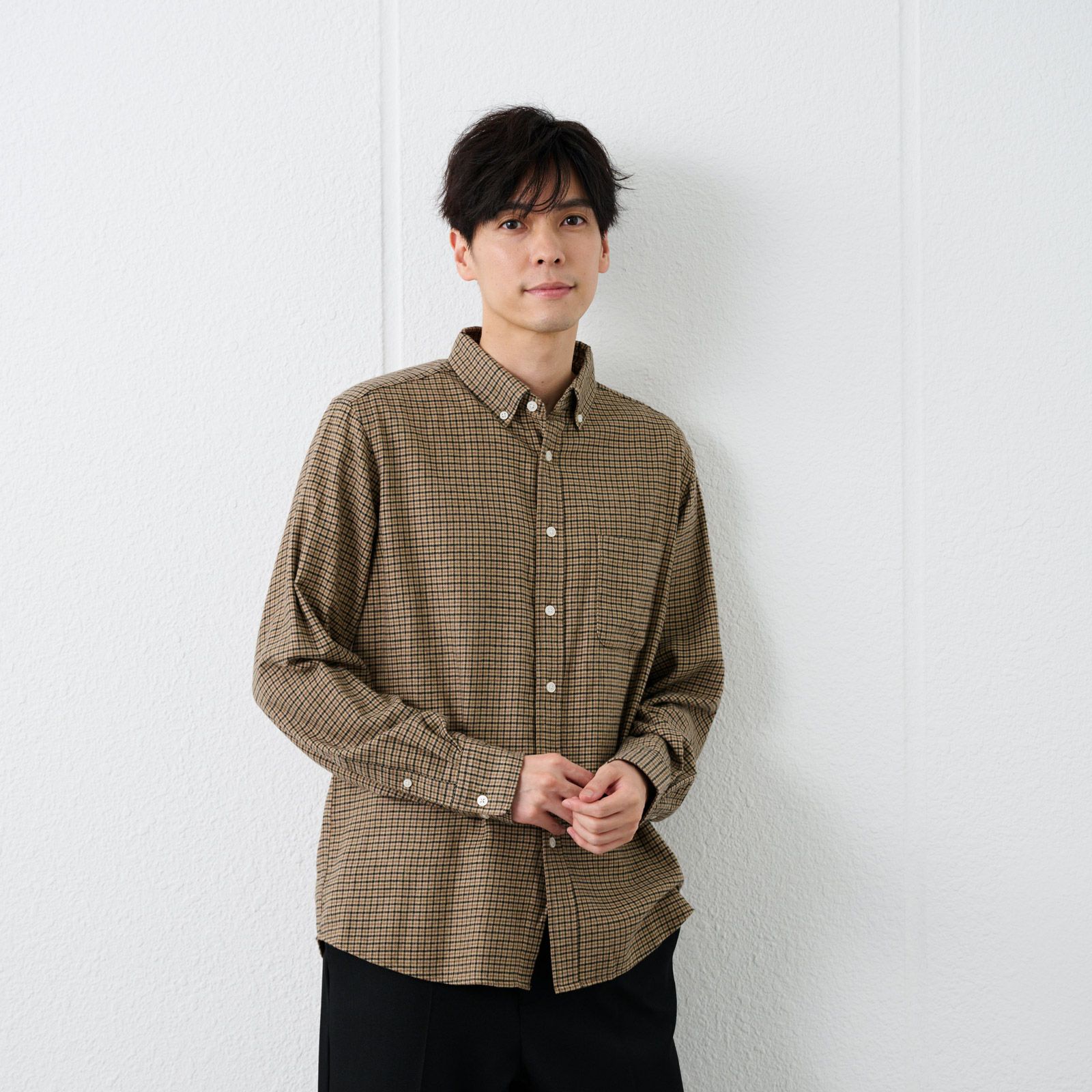 【てまラク】フランネルボタンダウンシャツ