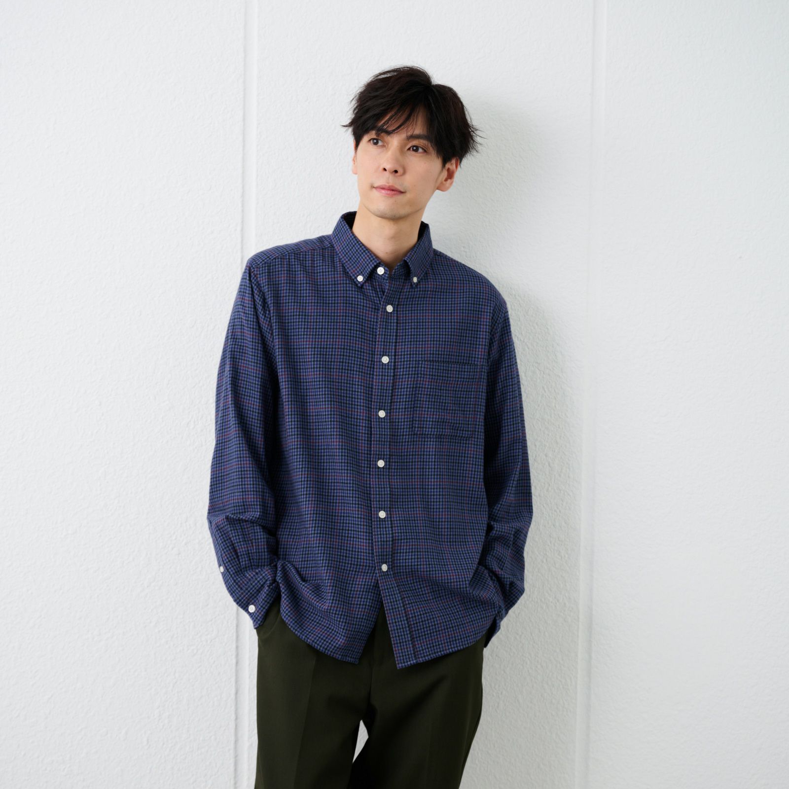 【てまラク】フランネルボタンダウンシャツ