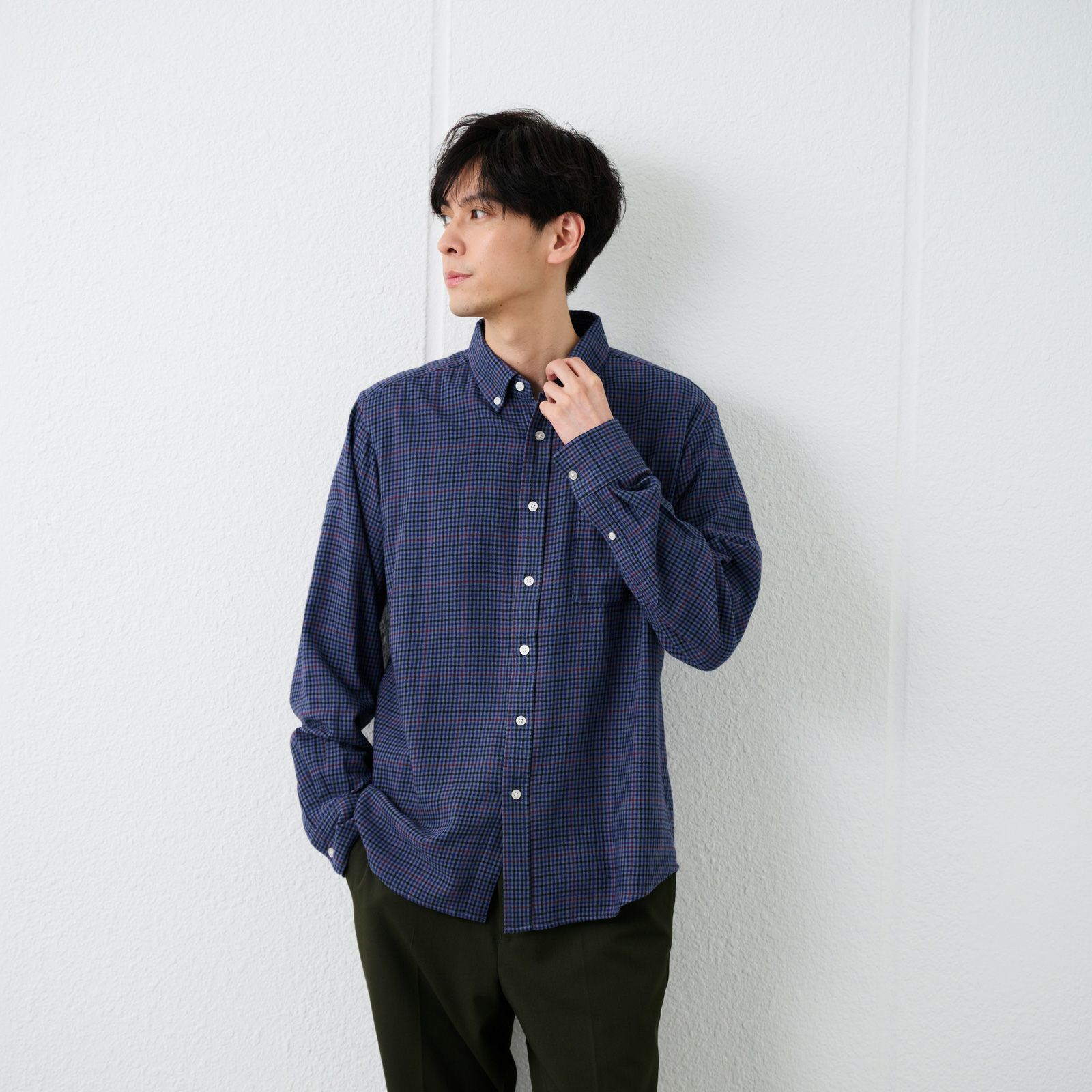 【てまラク】フランネルボタンダウンシャツ