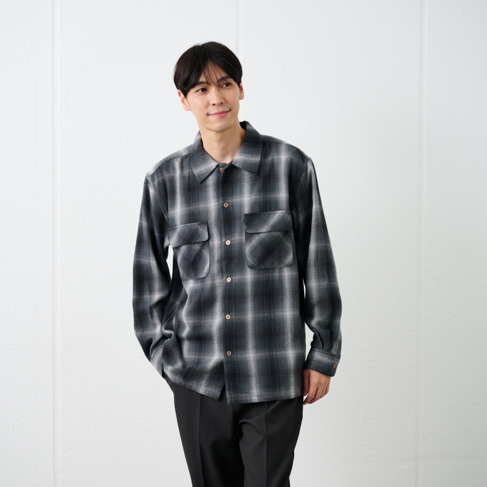 【てまラク】フランネルオーバーシャツ