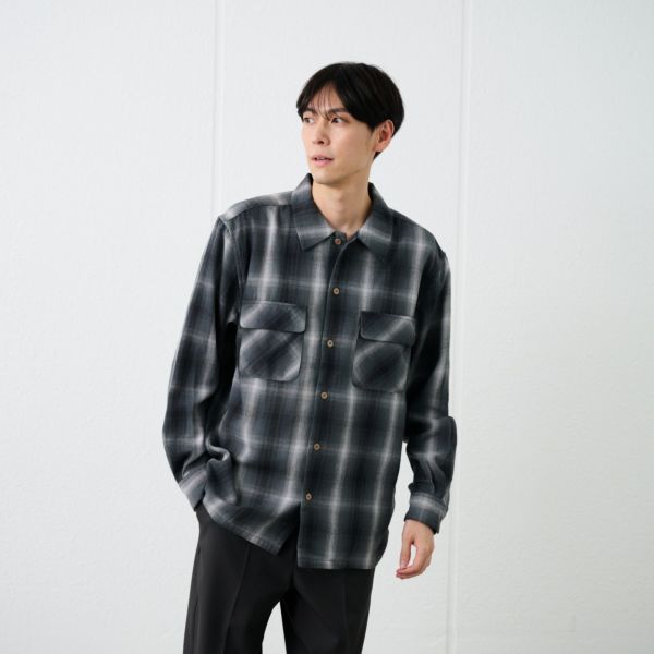 【てまラク】フランネルオーバーシャツ