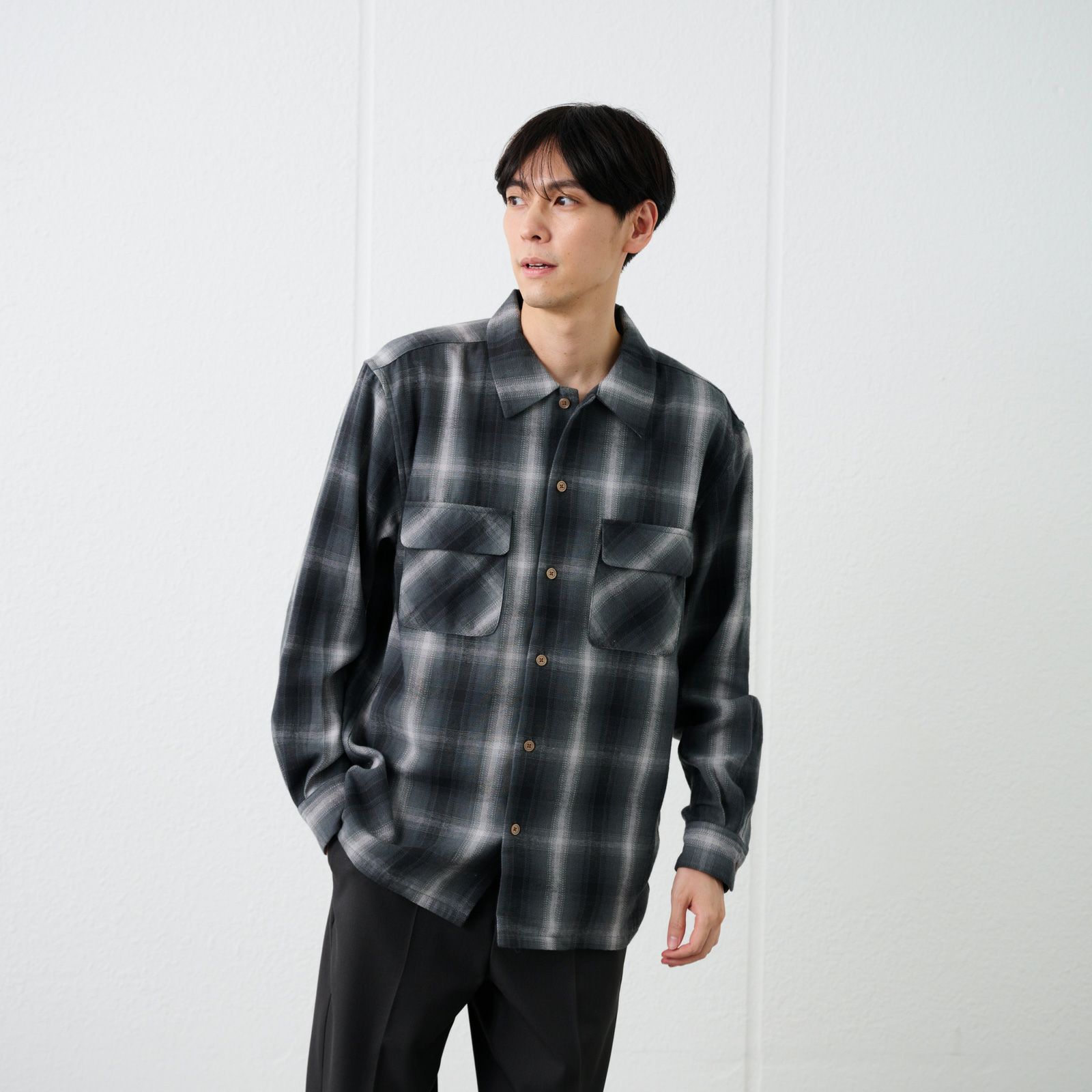 【てまラク】フランネルオーバーシャツ