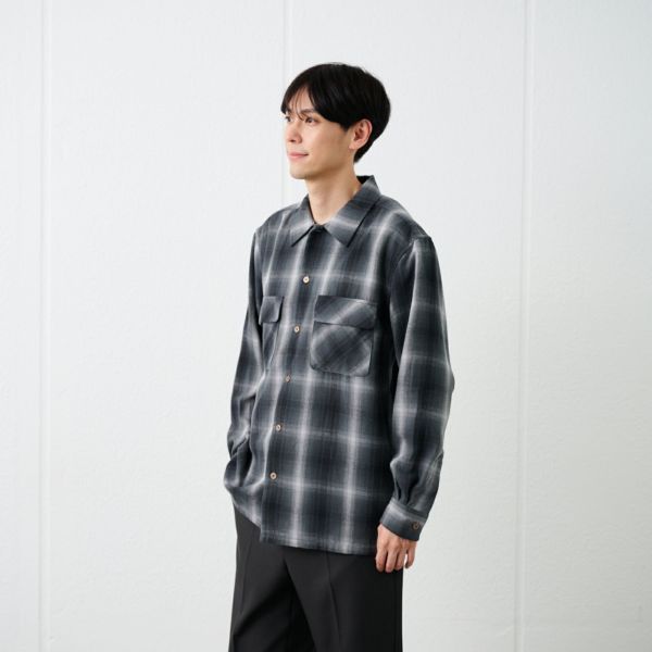 【てまラク】フランネルオーバーシャツ