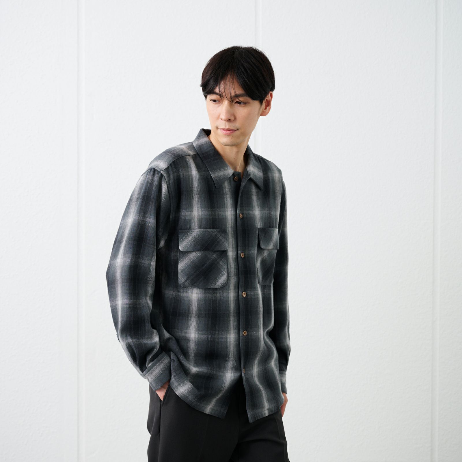 【てまラク】フランネルオーバーシャツ