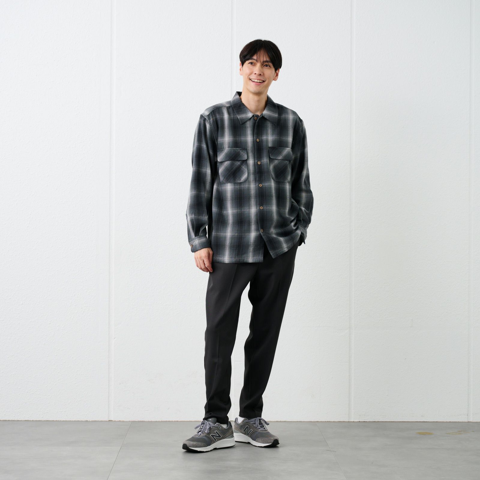 【てまラク】フランネルオーバーシャツ