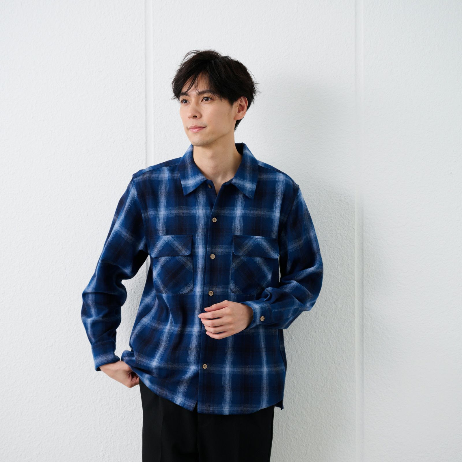 【てまラク】フランネルオーバーシャツ