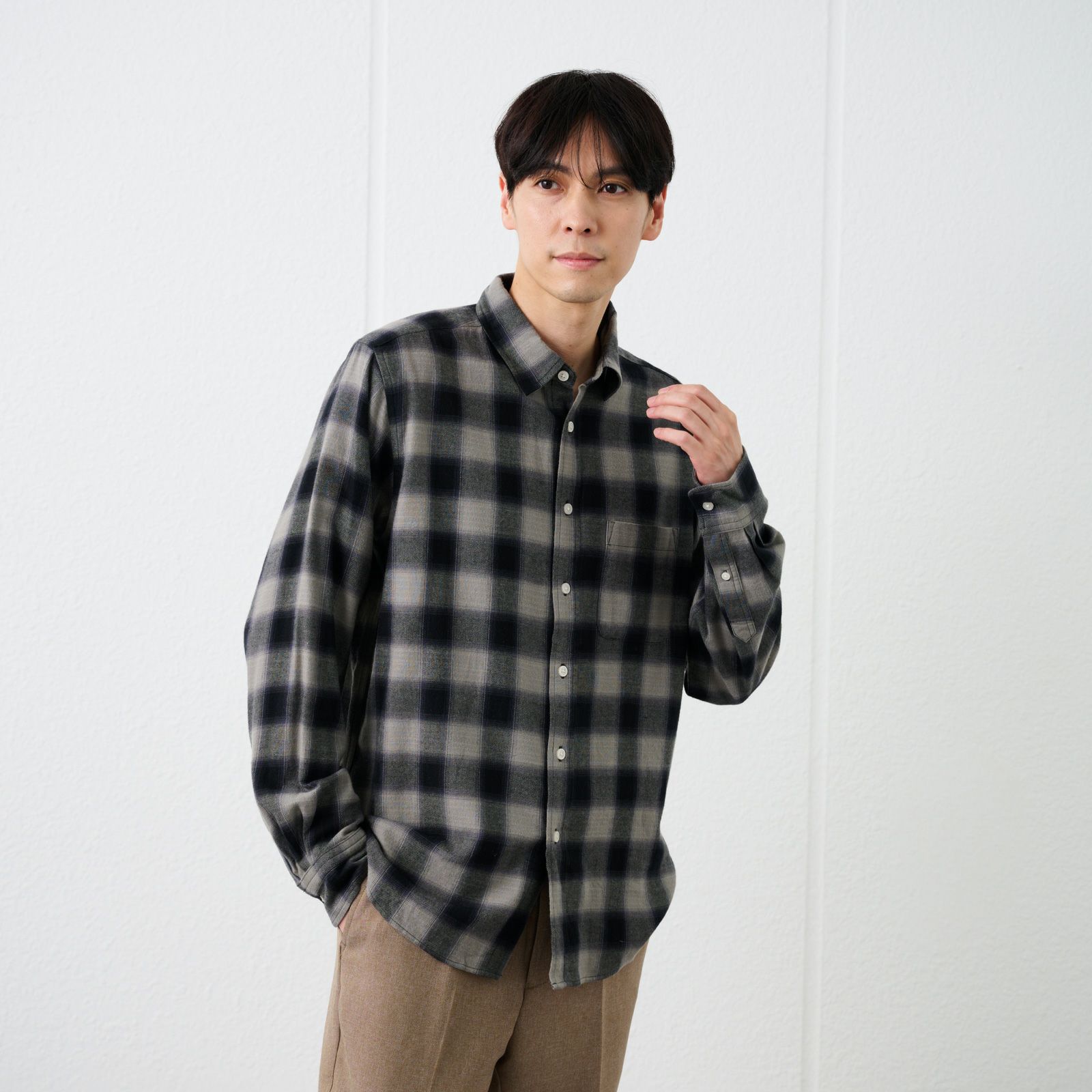 【てまラク】フランネルシャツ