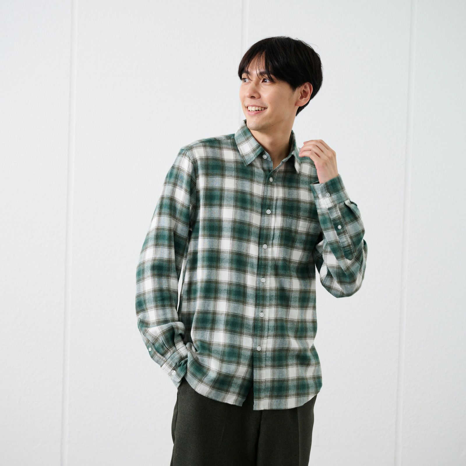 【てまラク】フランネルシャツ