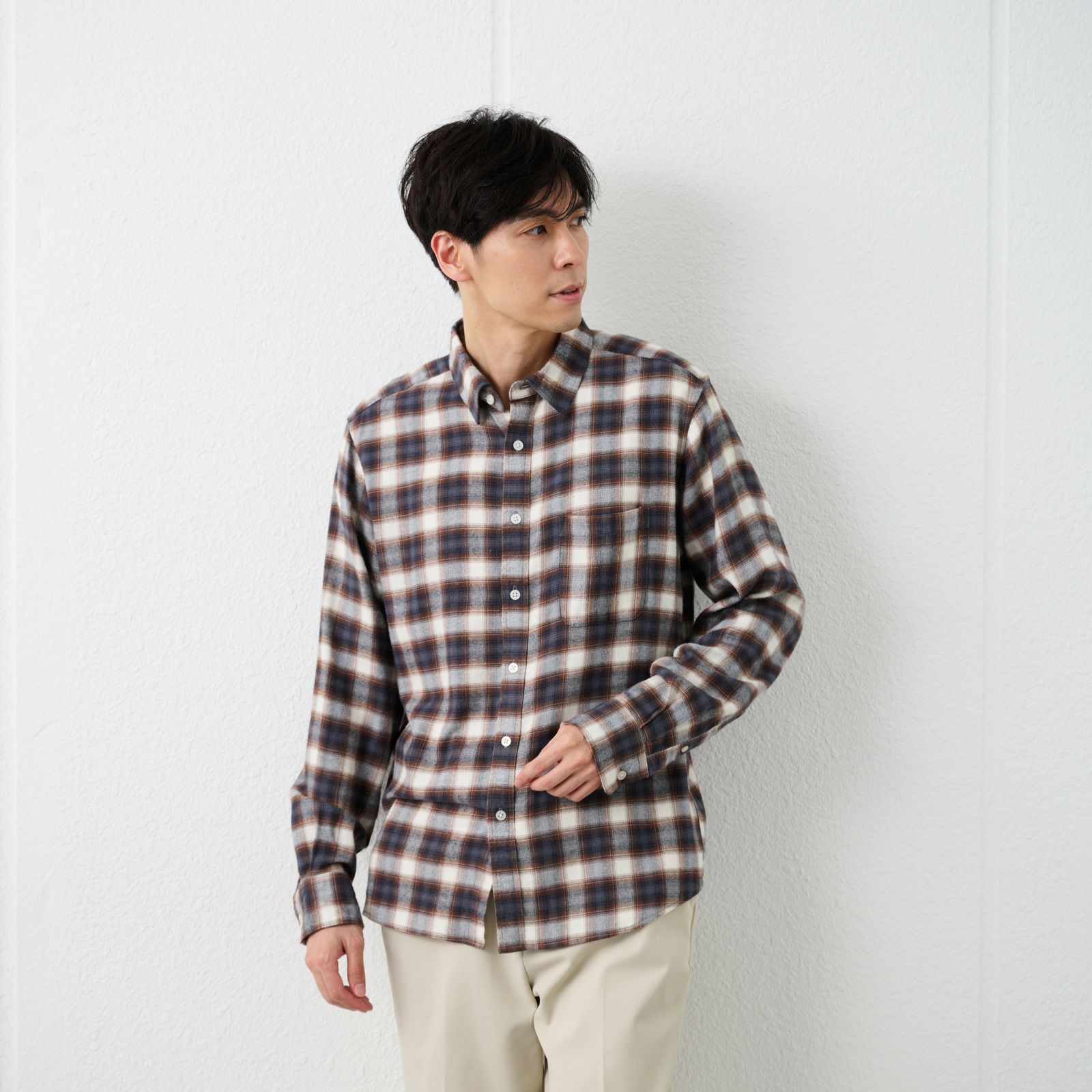 【てまラク】フランネルシャツ