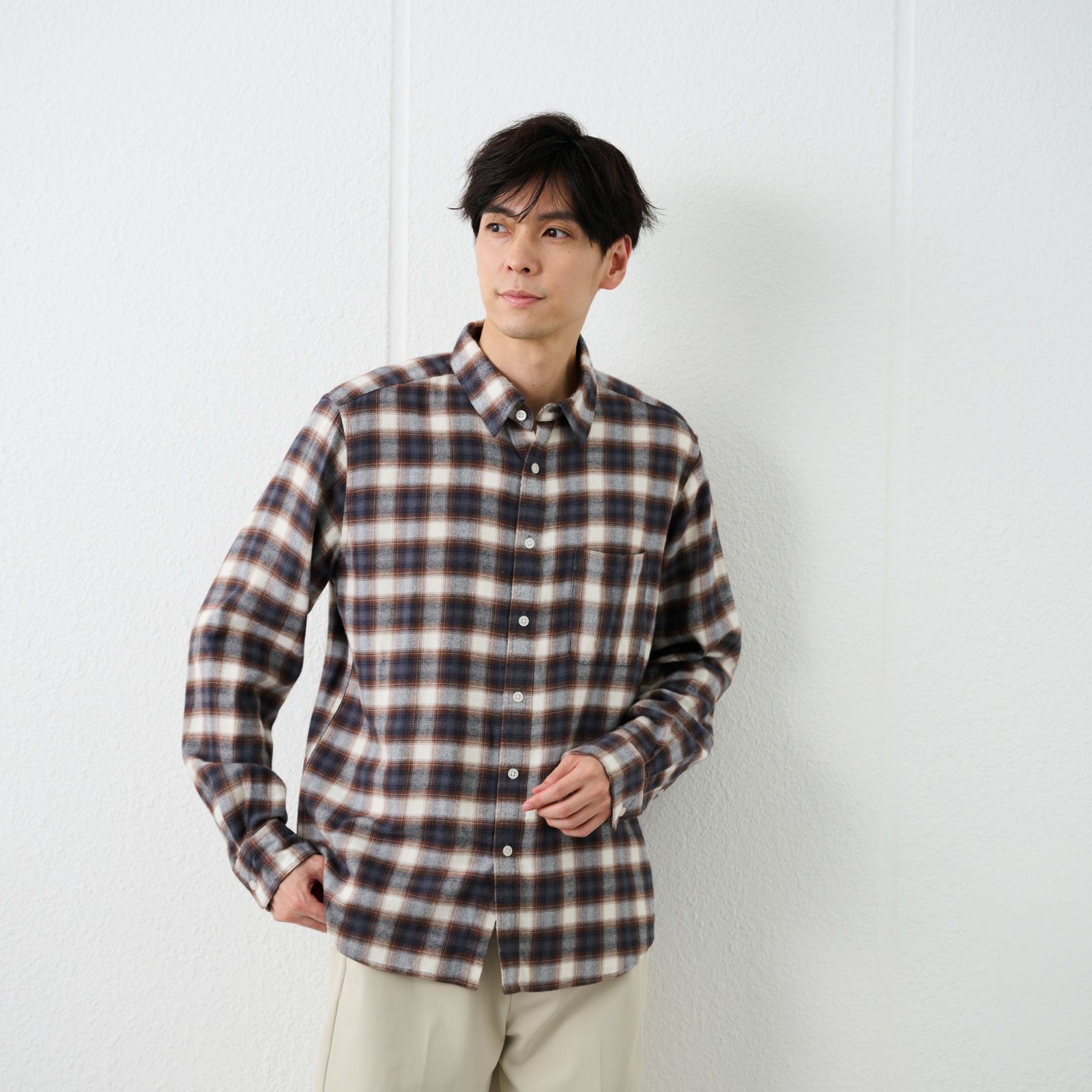 【てまラク】フランネルシャツ