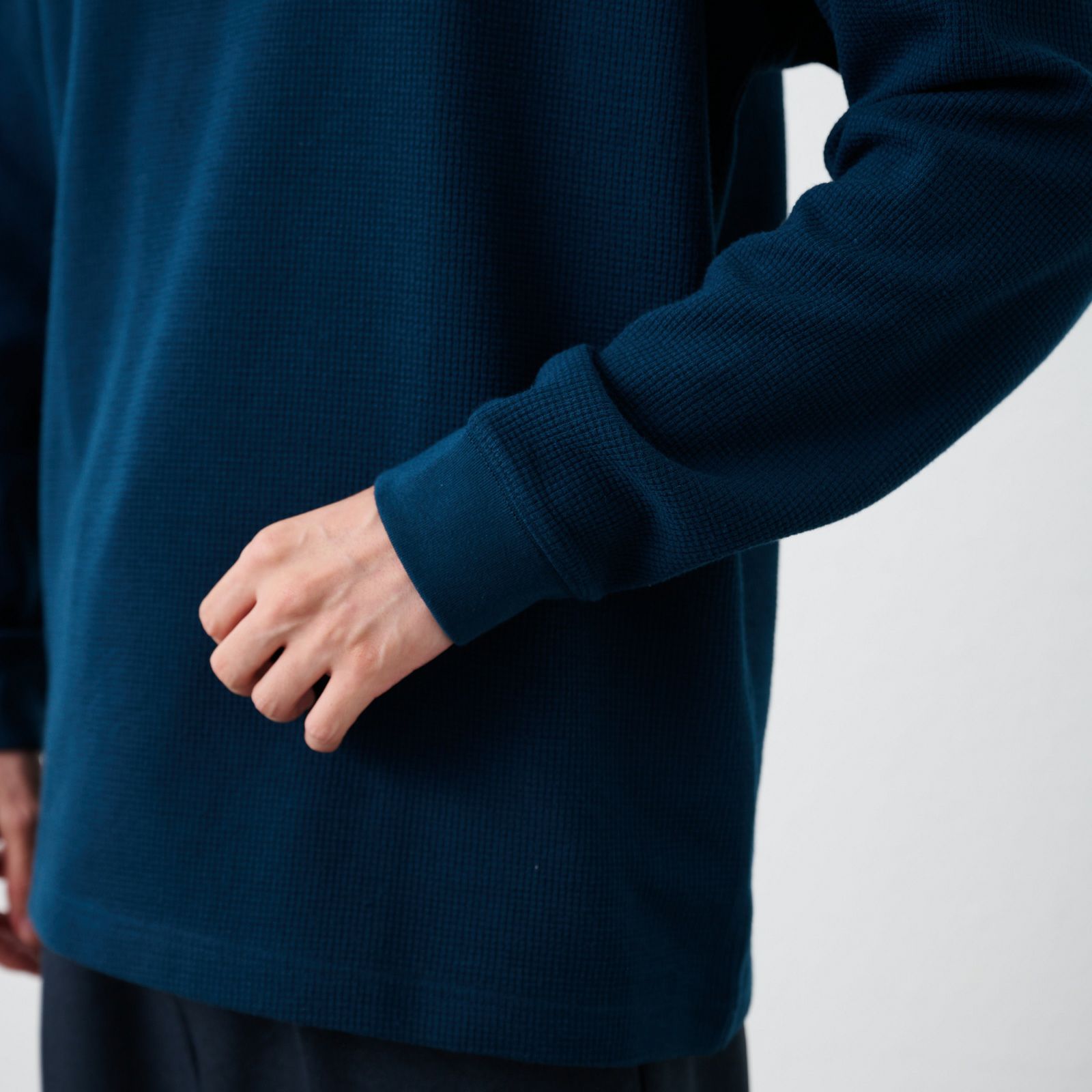 ワッフル　クルーネック長袖Ｔシャツ