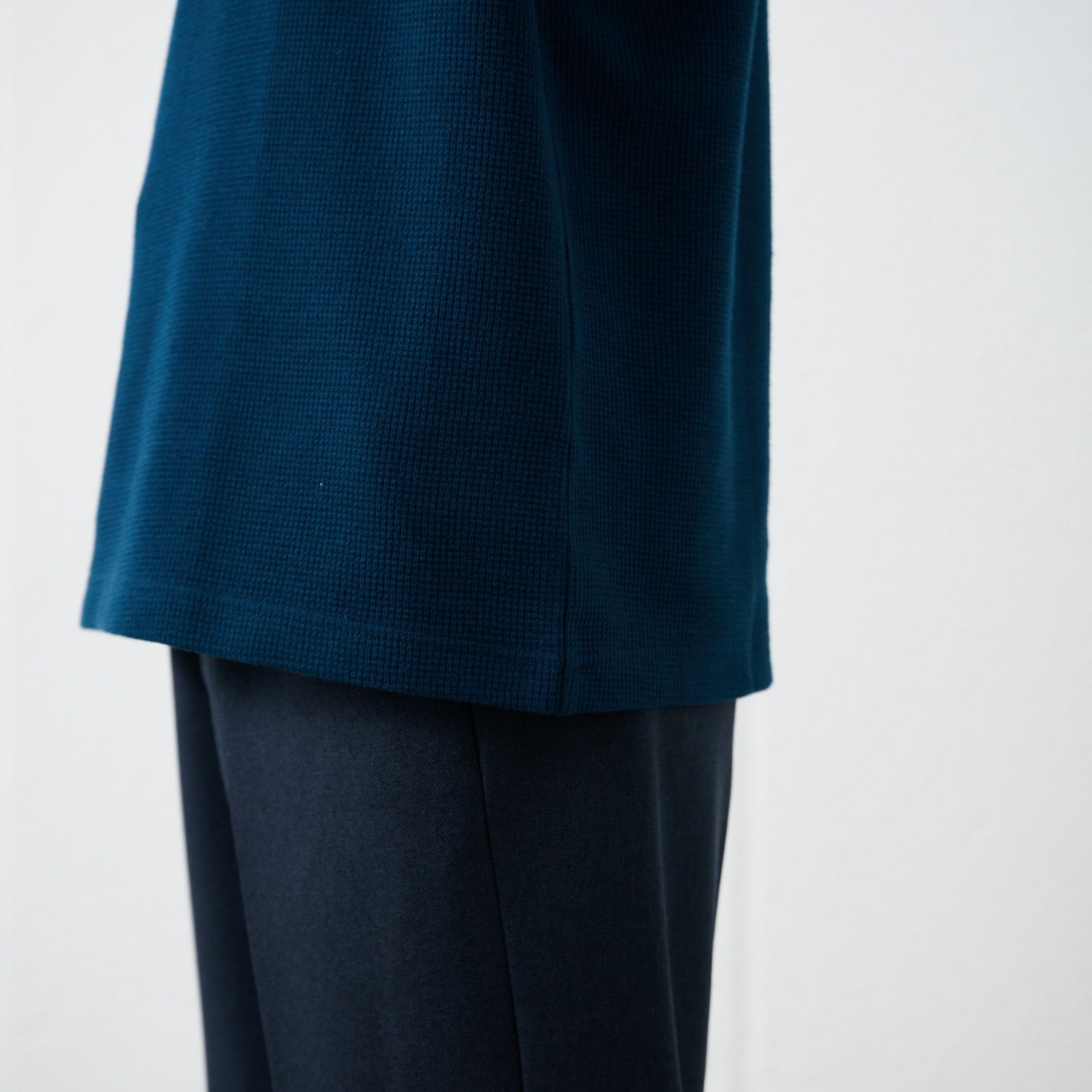 ワッフル　クルーネック長袖Ｔシャツ