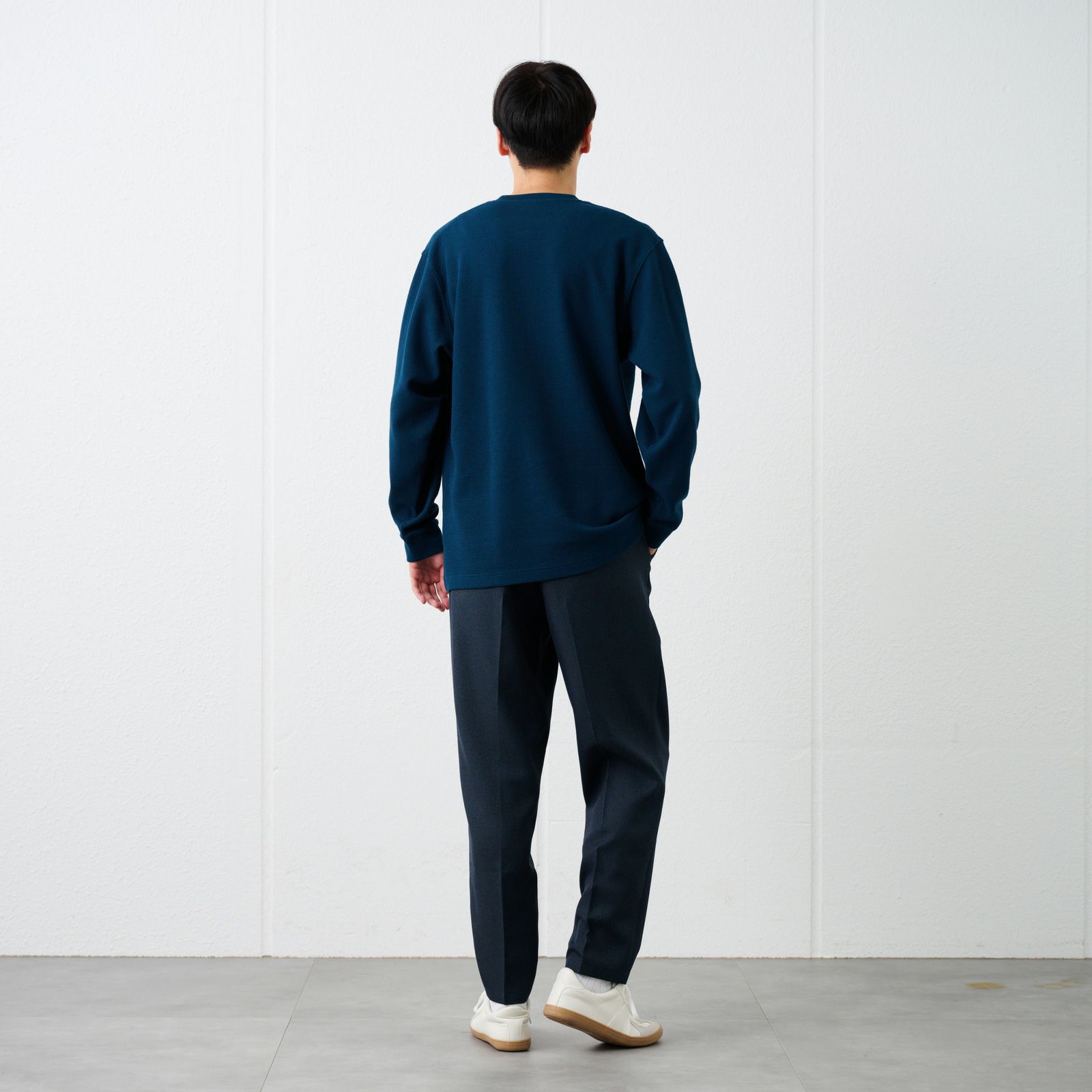 ワッフル　クルーネック長袖Ｔシャツ