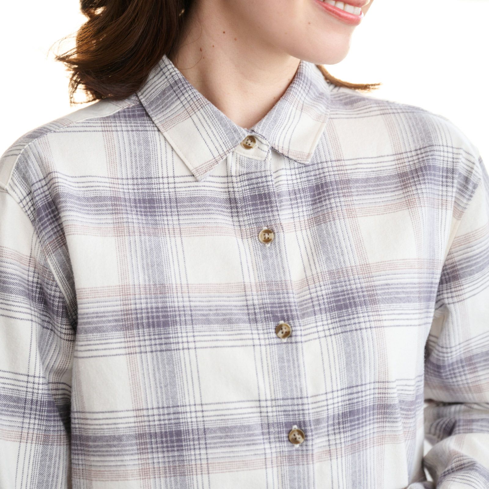 【てまラク】フランネル長袖レギュラーシャツ