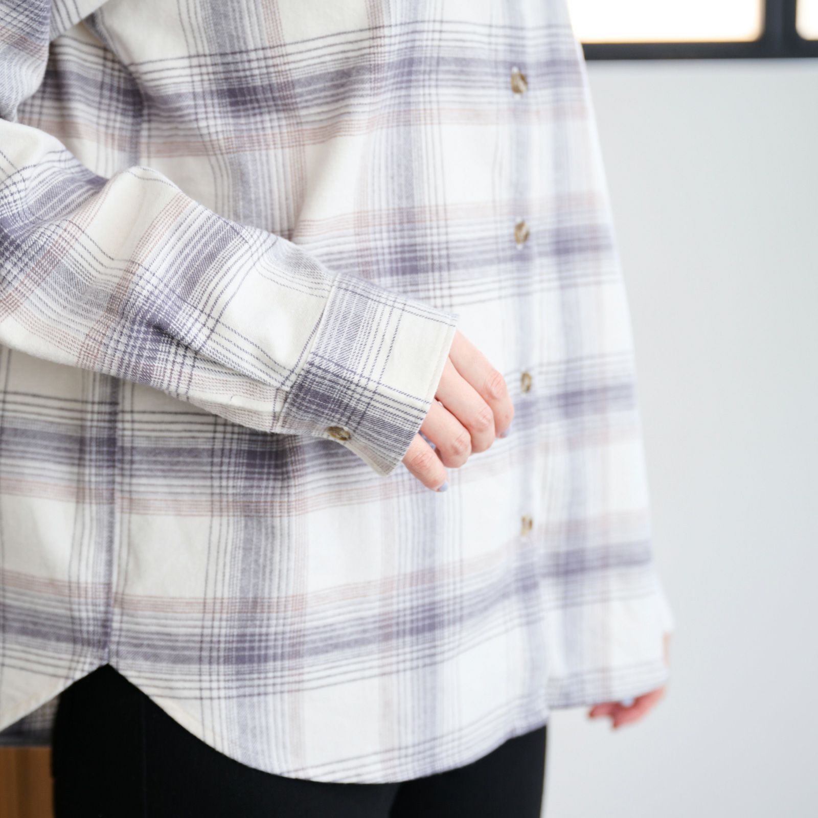 【てまラク】フランネル長袖レギュラーシャツ