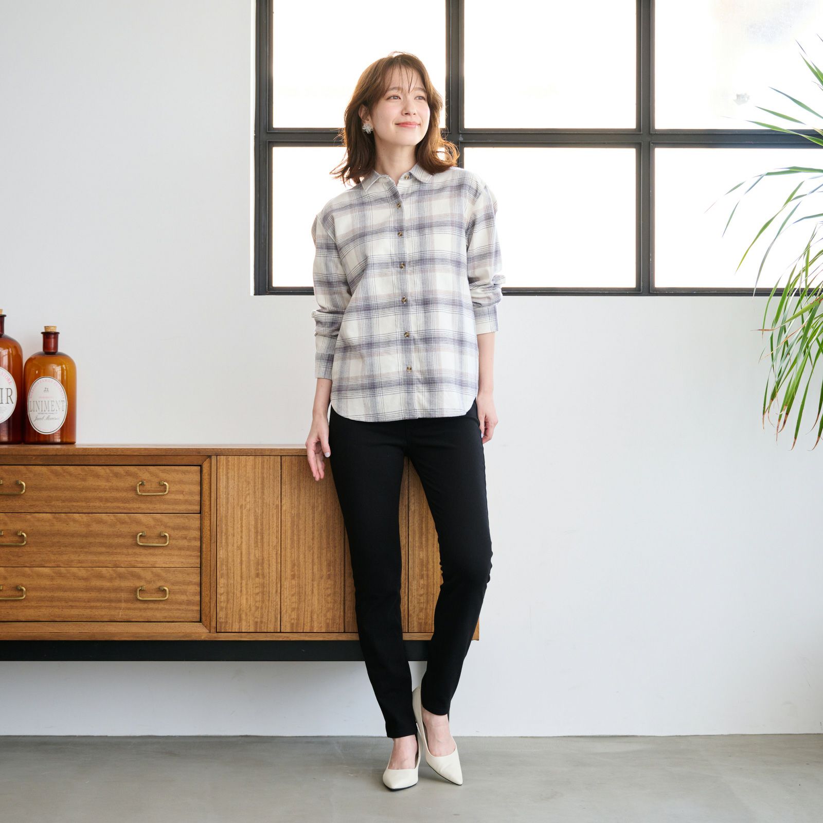 【てまラク】フランネル長袖レギュラーシャツ