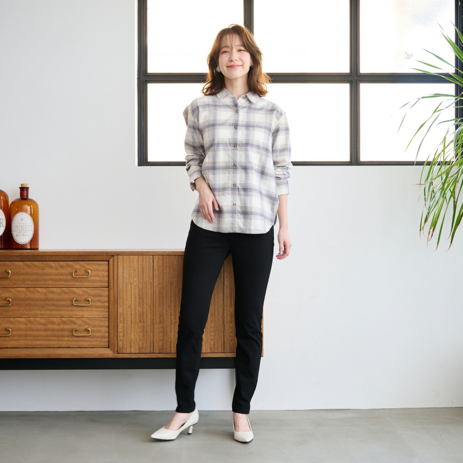 【てまラク】フランネル長袖レギュラーシャツ