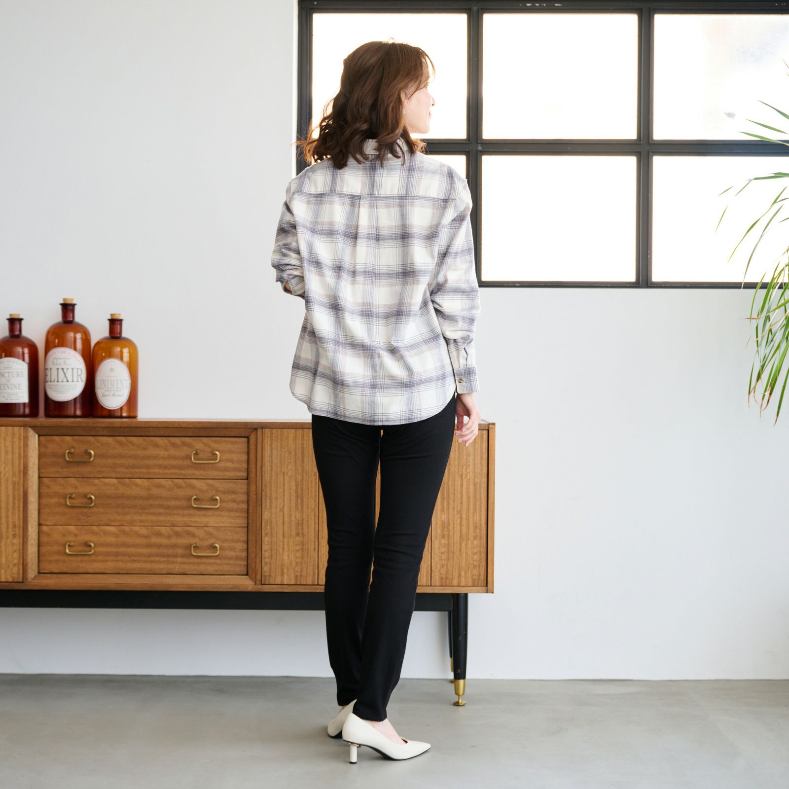 【てまラク】フランネル長袖レギュラーシャツ