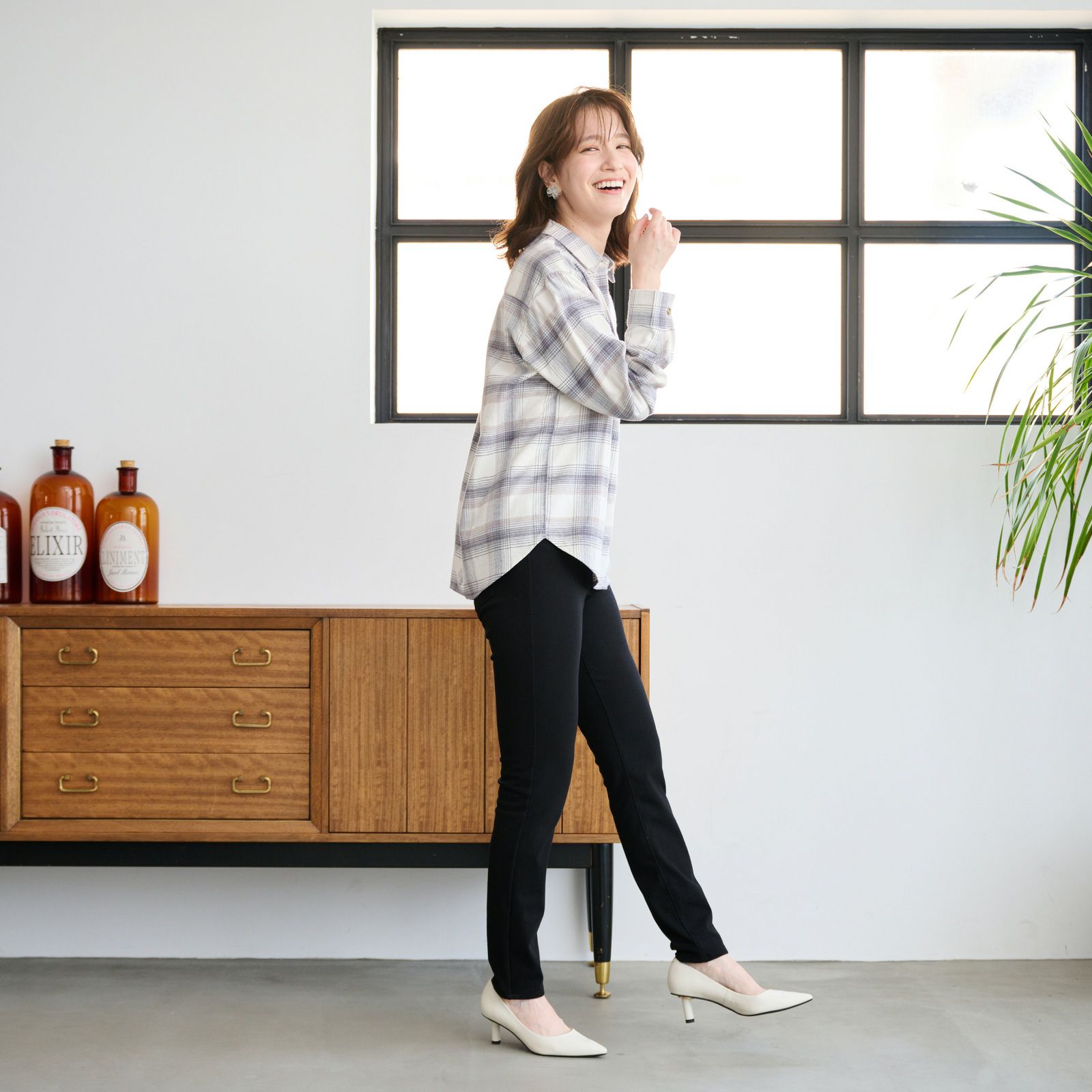 【てまラク】フランネル長袖レギュラーシャツ