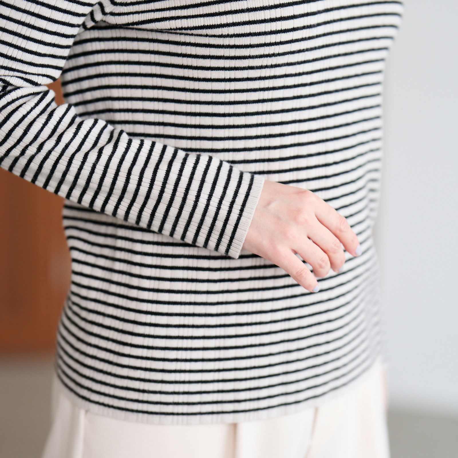 洗える・保温　マシュマロタッチ　フリルネックプルオーバー