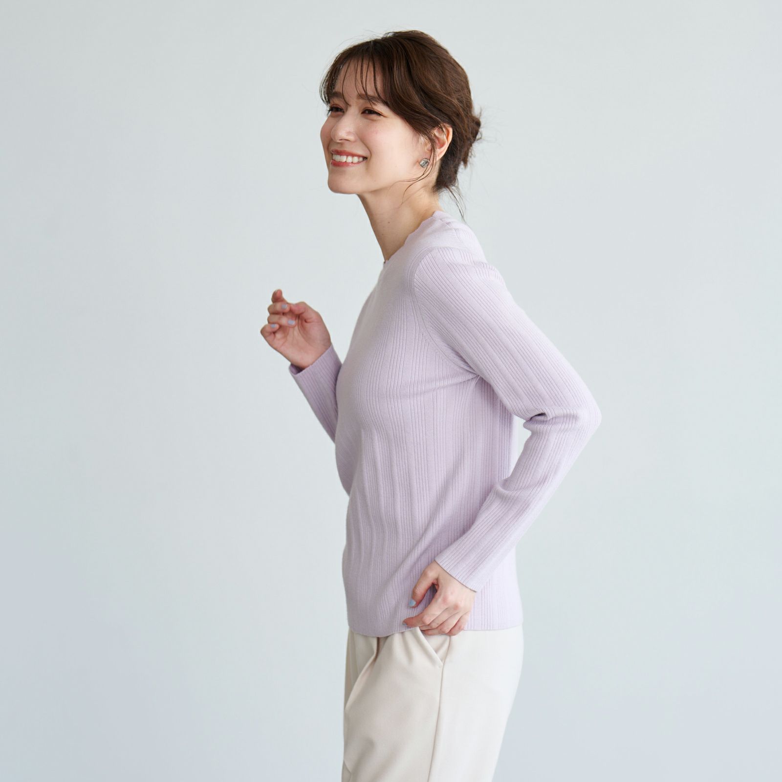 洗える・保温　マシュマロタッチスカラップネックプルオーバー