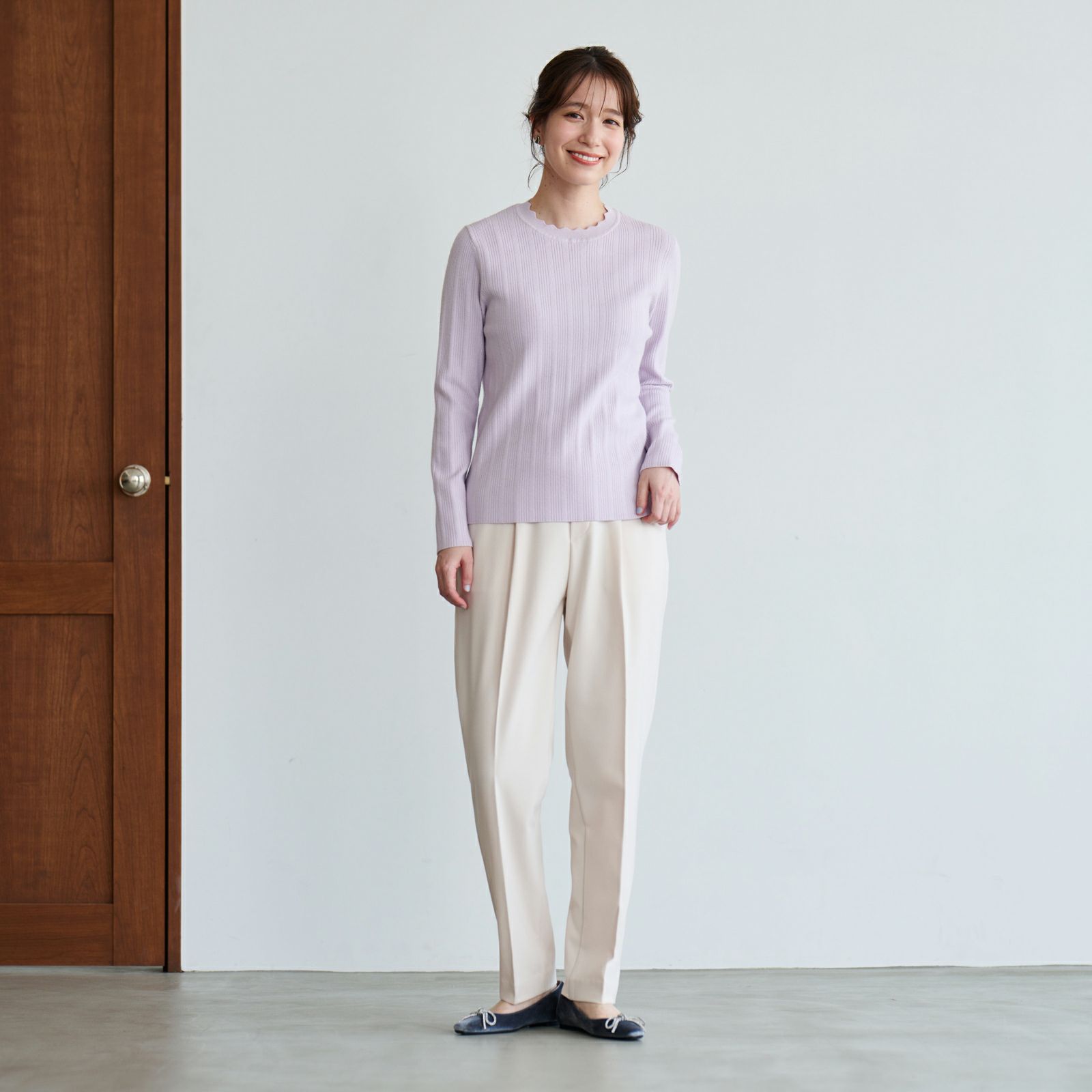 洗える・保温　マシュマロタッチスカラップネックプルオーバー