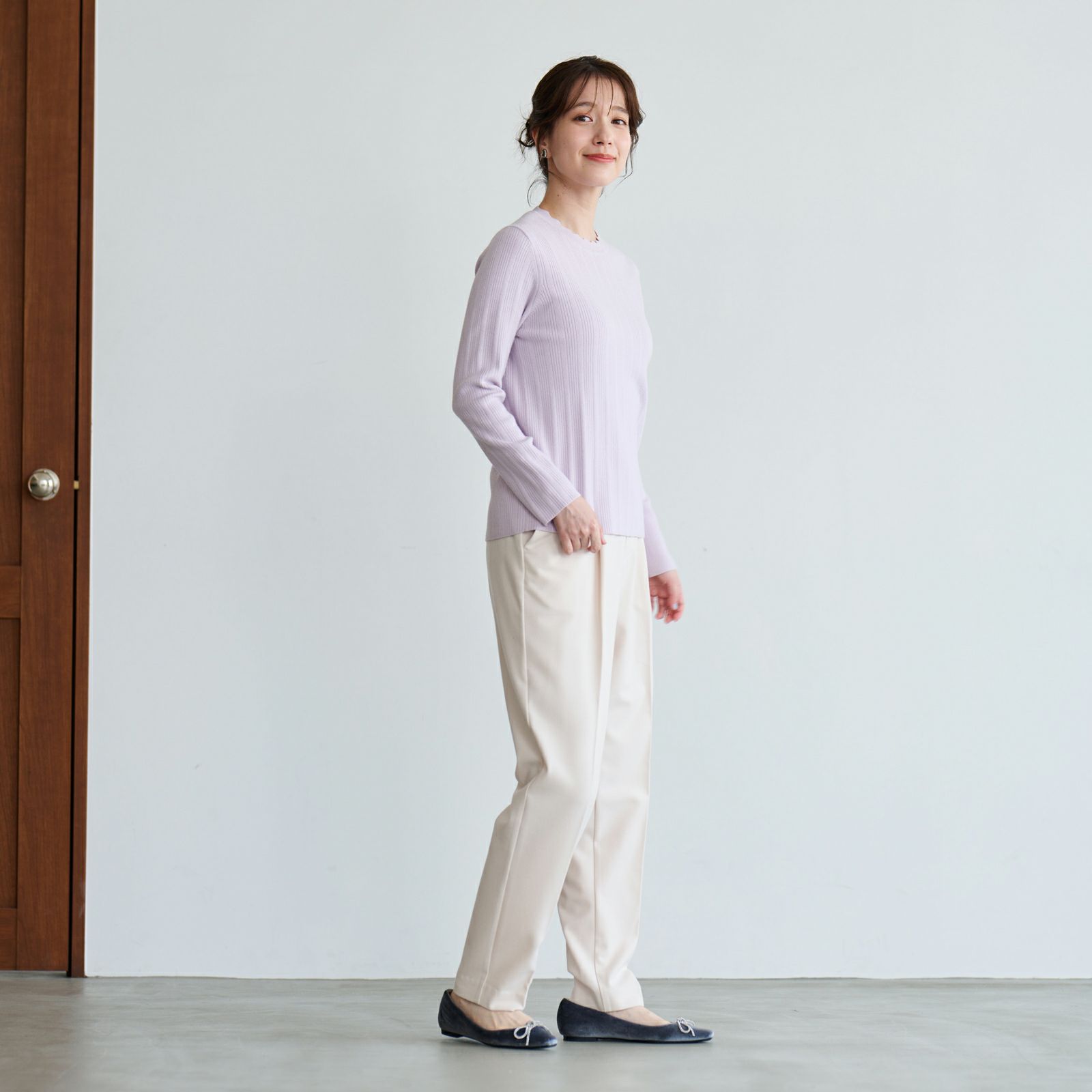 洗える・保温　マシュマロタッチスカラップネックプルオーバー