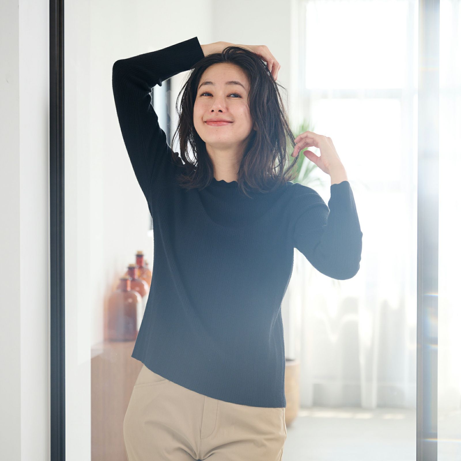 洗える・保温　マシュマロタッチスカラップネックプルオーバー