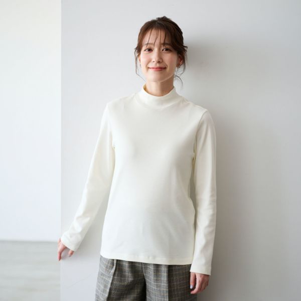 コットン１００起毛　ハイネック長袖Tシャツ