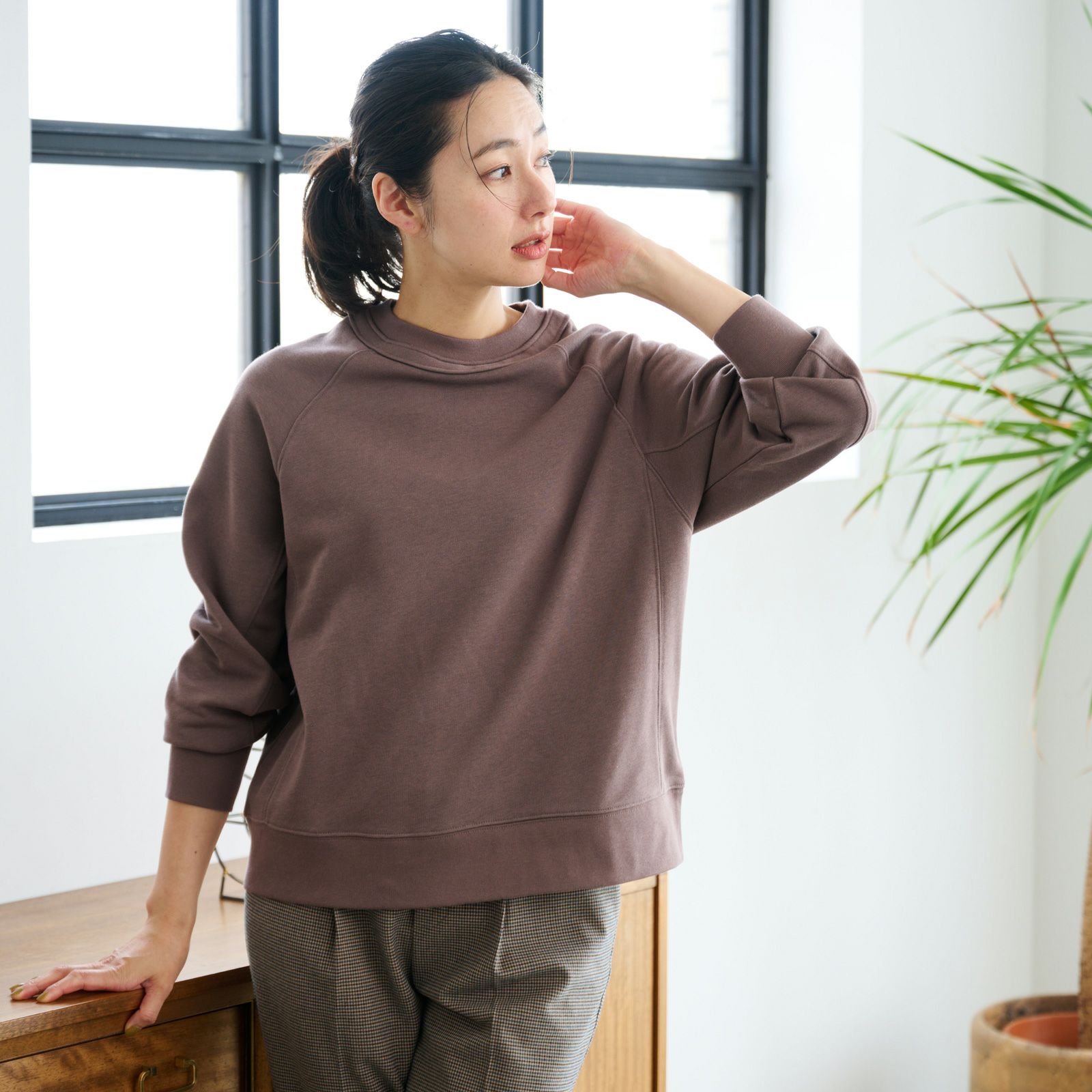 レトロカラースウェット　切替プルオーバー