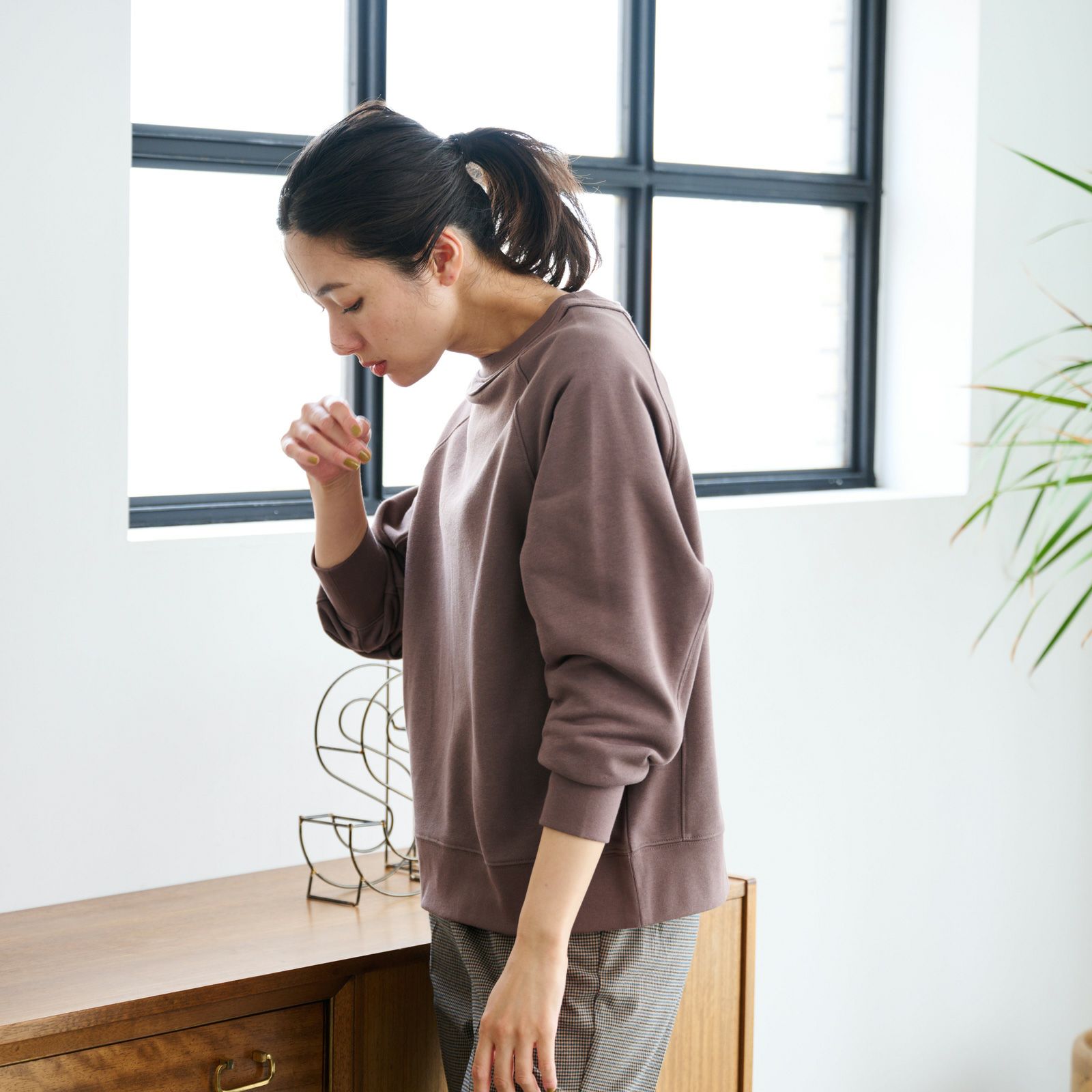 レトロカラースウェット　切替プルオーバー