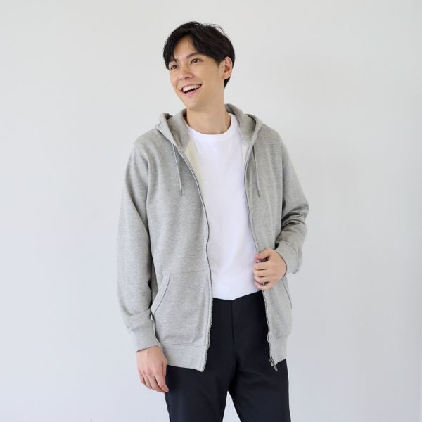 シルキーコットン　裏毛スウェットフルジップパーカ