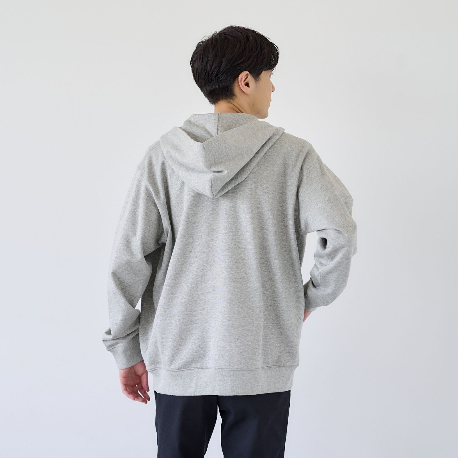 シルキーコットン　裏毛スウェットフルジップパーカ