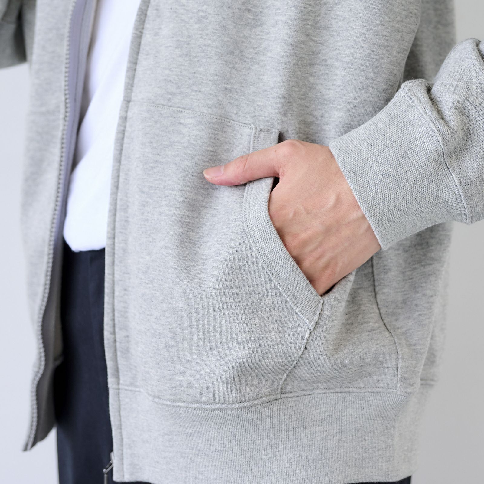 シルキーコットン　裏毛スウェットフルジップパーカ