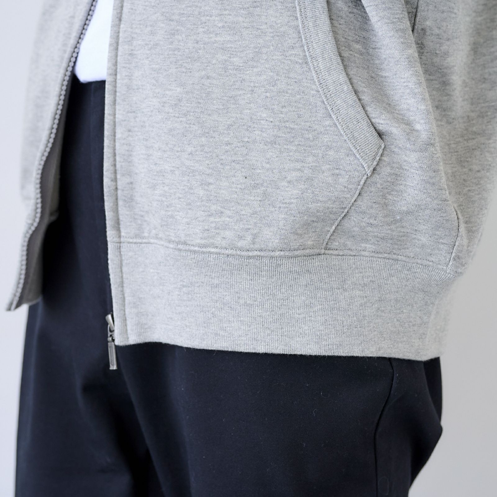 シルキーコットン　裏毛スウェットフルジップパーカ