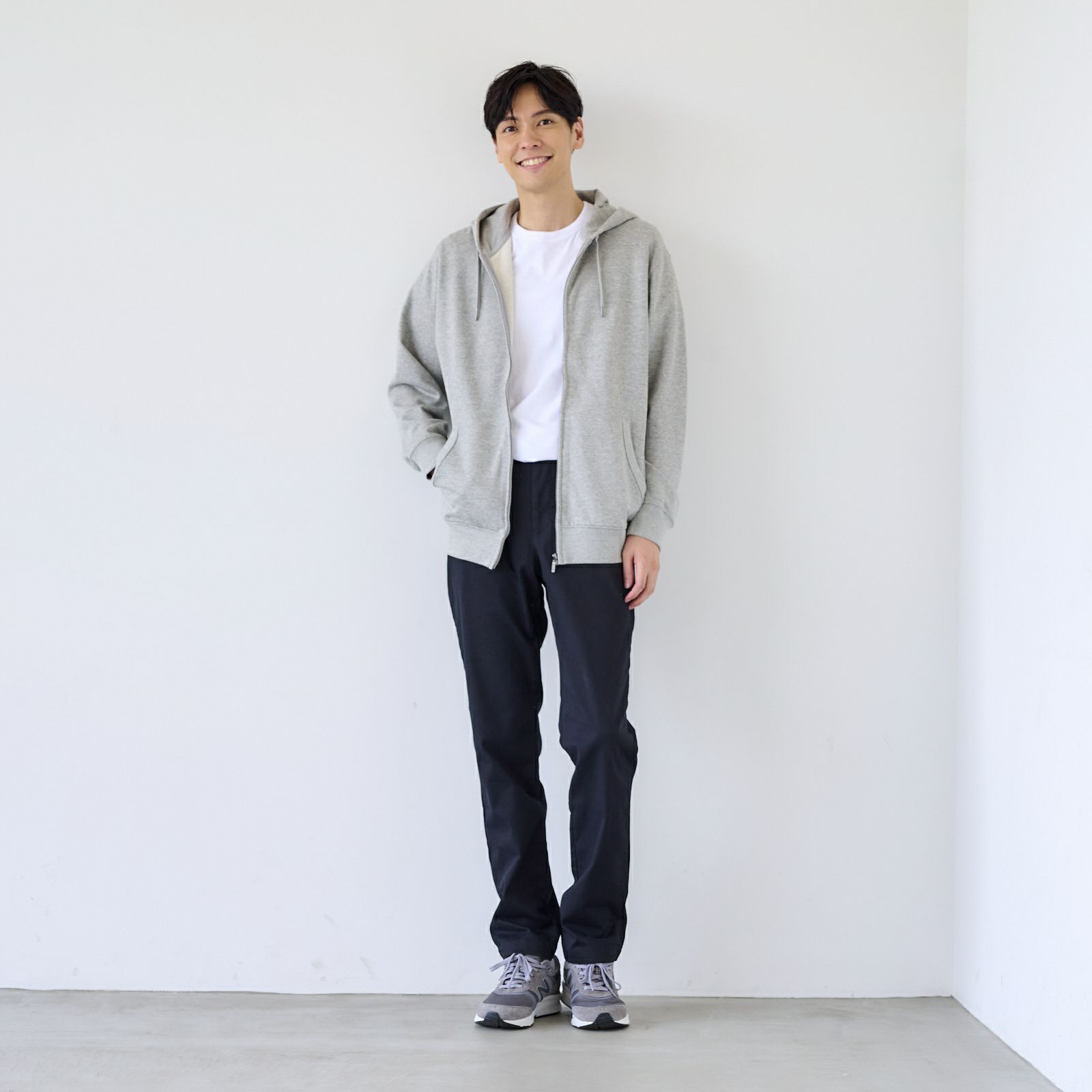 シルキーコットン　裏毛スウェットフルジップパーカ