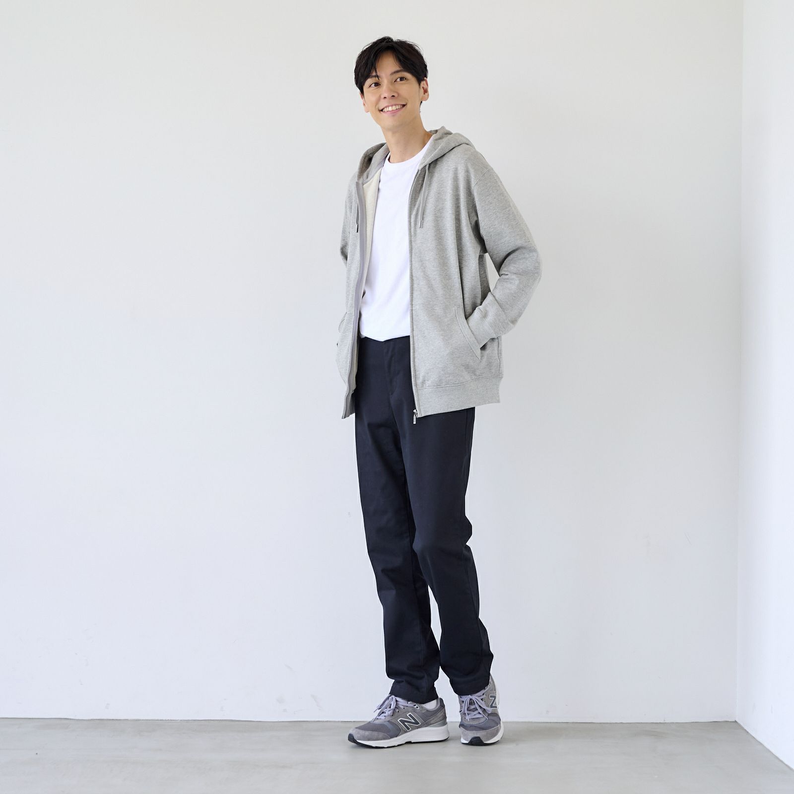 シルキーコットン　裏毛スウェットフルジップパーカ