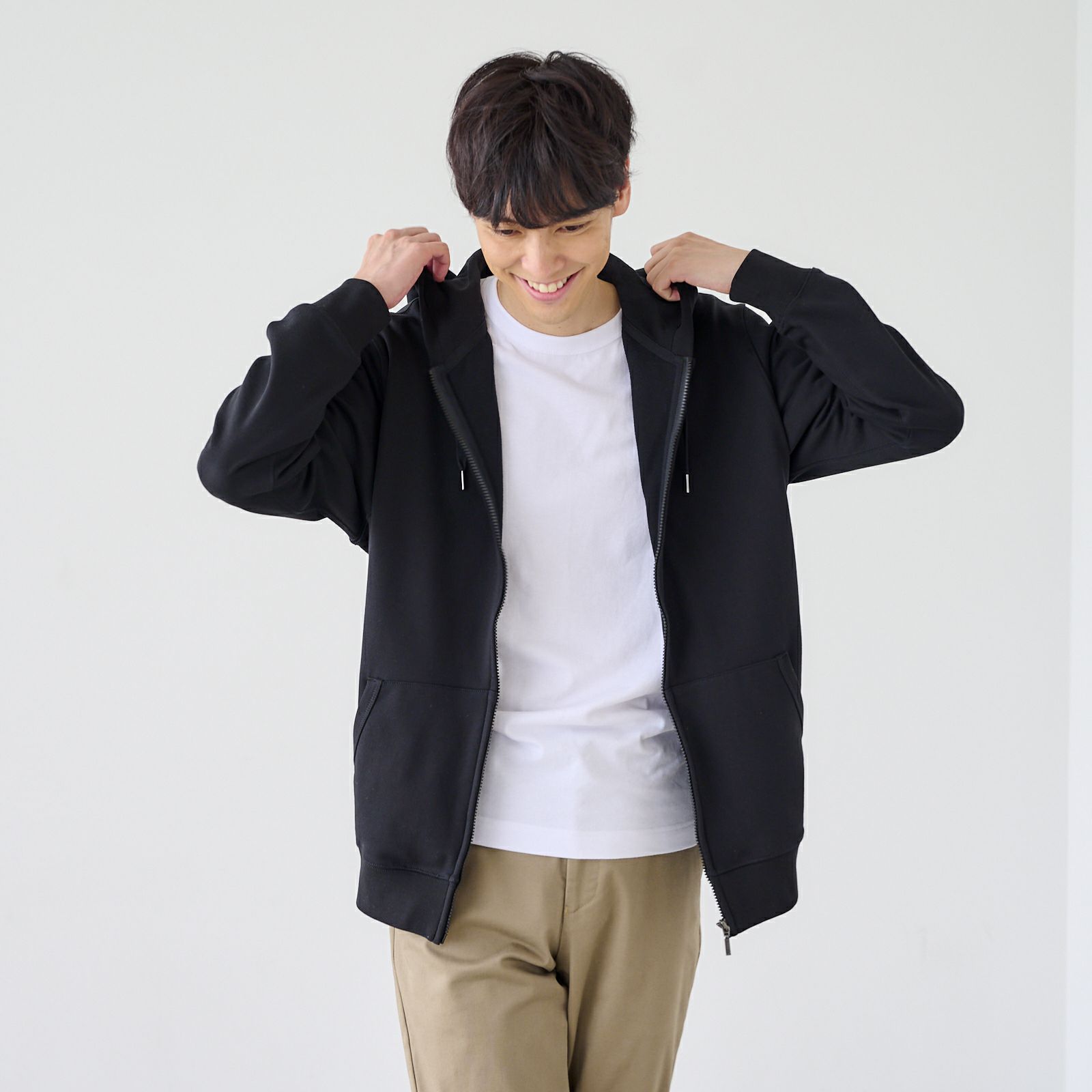 シルキーコットン　裏毛スウェットフルジップパーカ