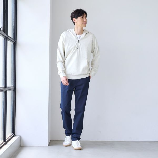 シルキーコットン　裏毛スウェットハーフジップパーカ