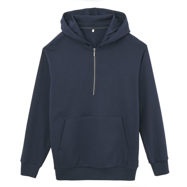 シルキーコットン　裏毛スウェットハーフジップパーカ