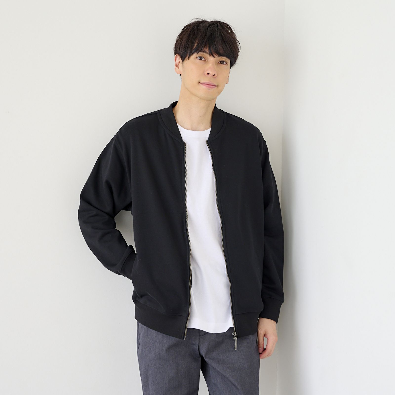 シルキーコットン　裏毛スウェットトラックブルゾン