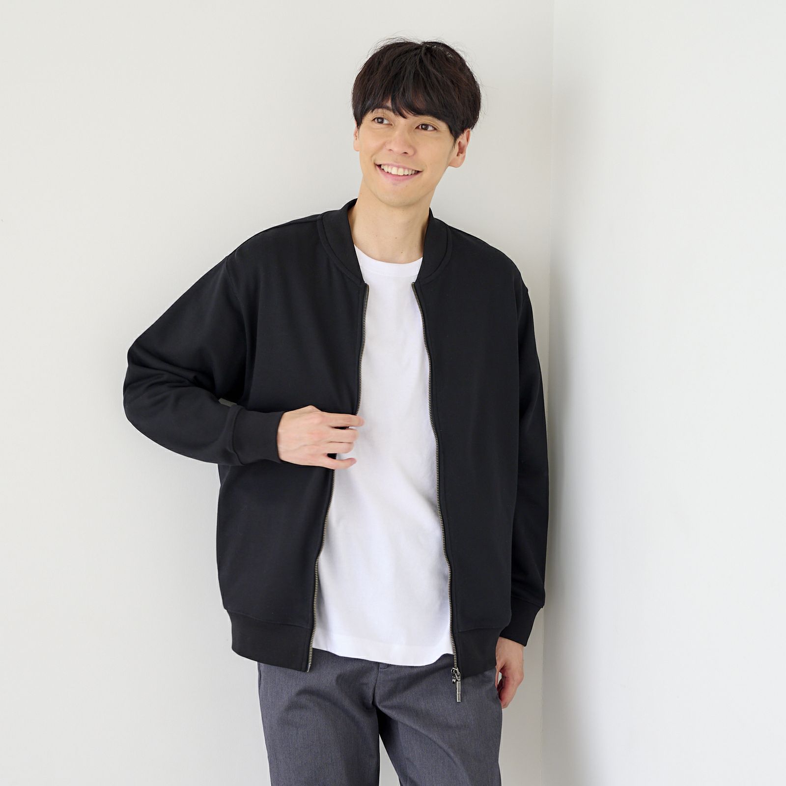シルキーコットン　裏毛スウェットトラックブルゾン