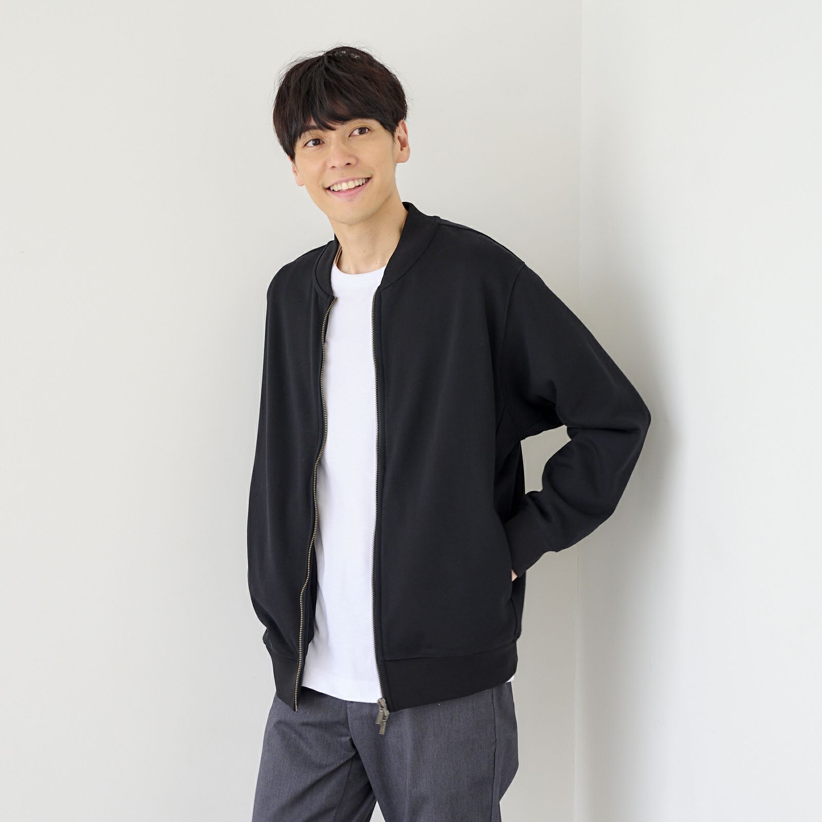 シルキーコットン　裏毛スウェットトラックブルゾン