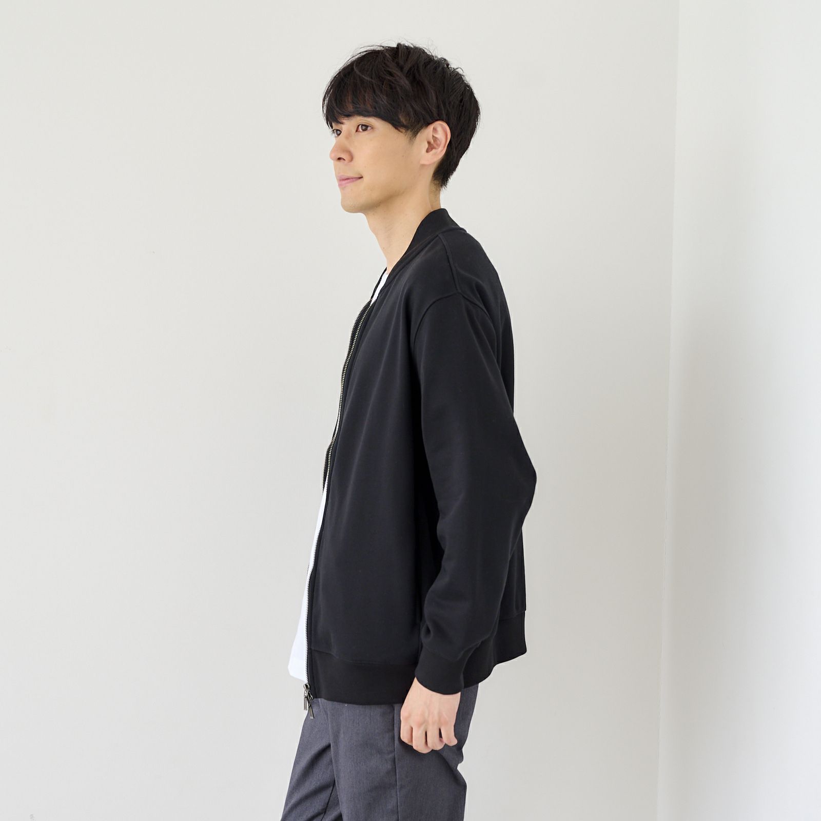 シルキーコットン　裏毛スウェットトラックブルゾン
