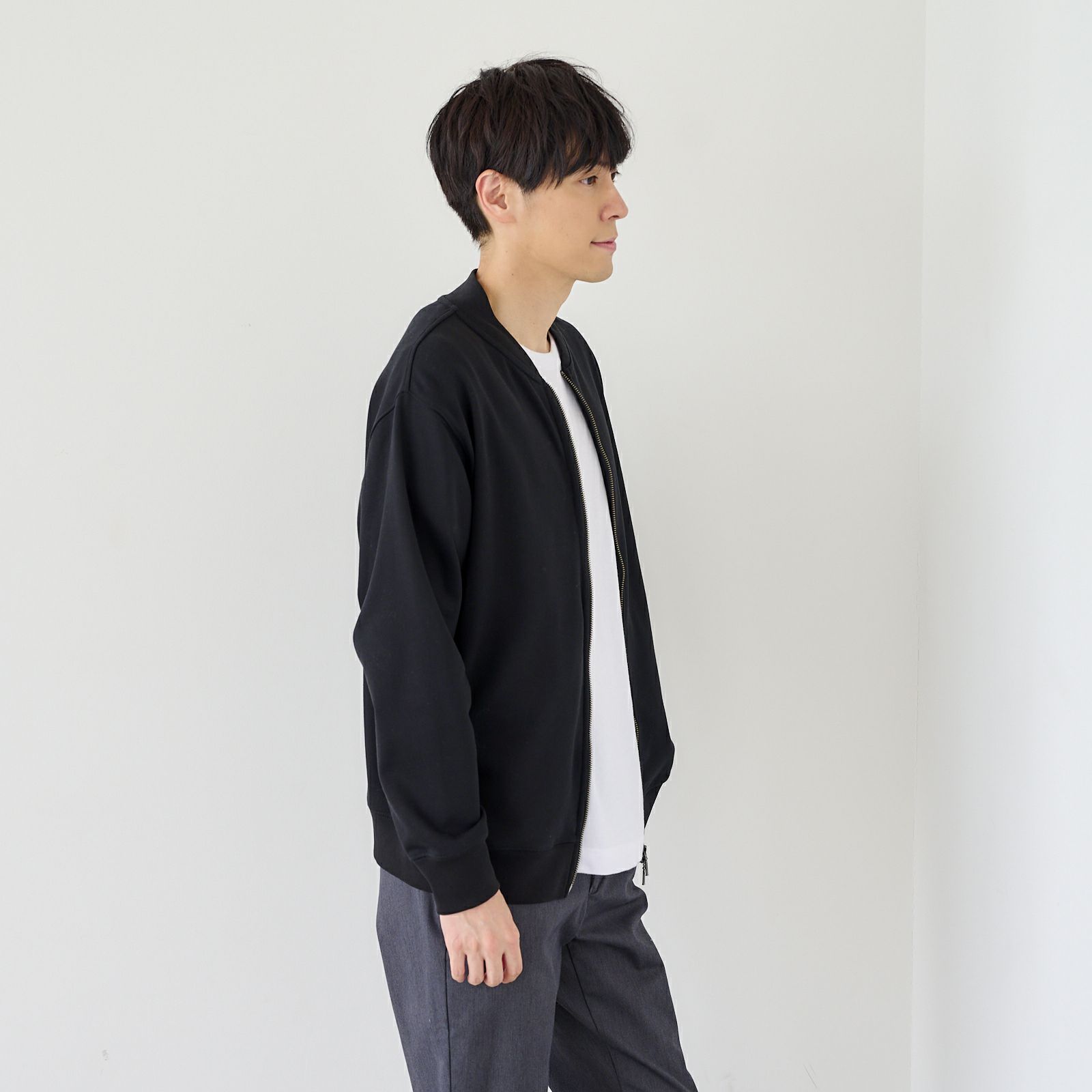 シルキーコットン　裏毛スウェットトラックブルゾン