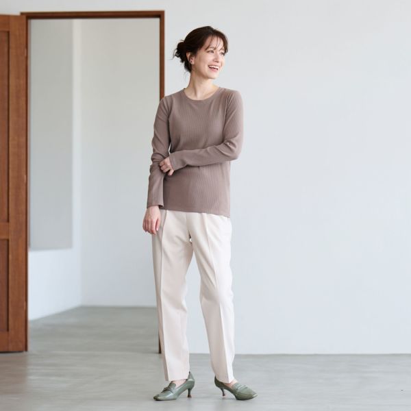 ピースフィットウォーム　うるおい加工クルーネック長袖Tシャツ