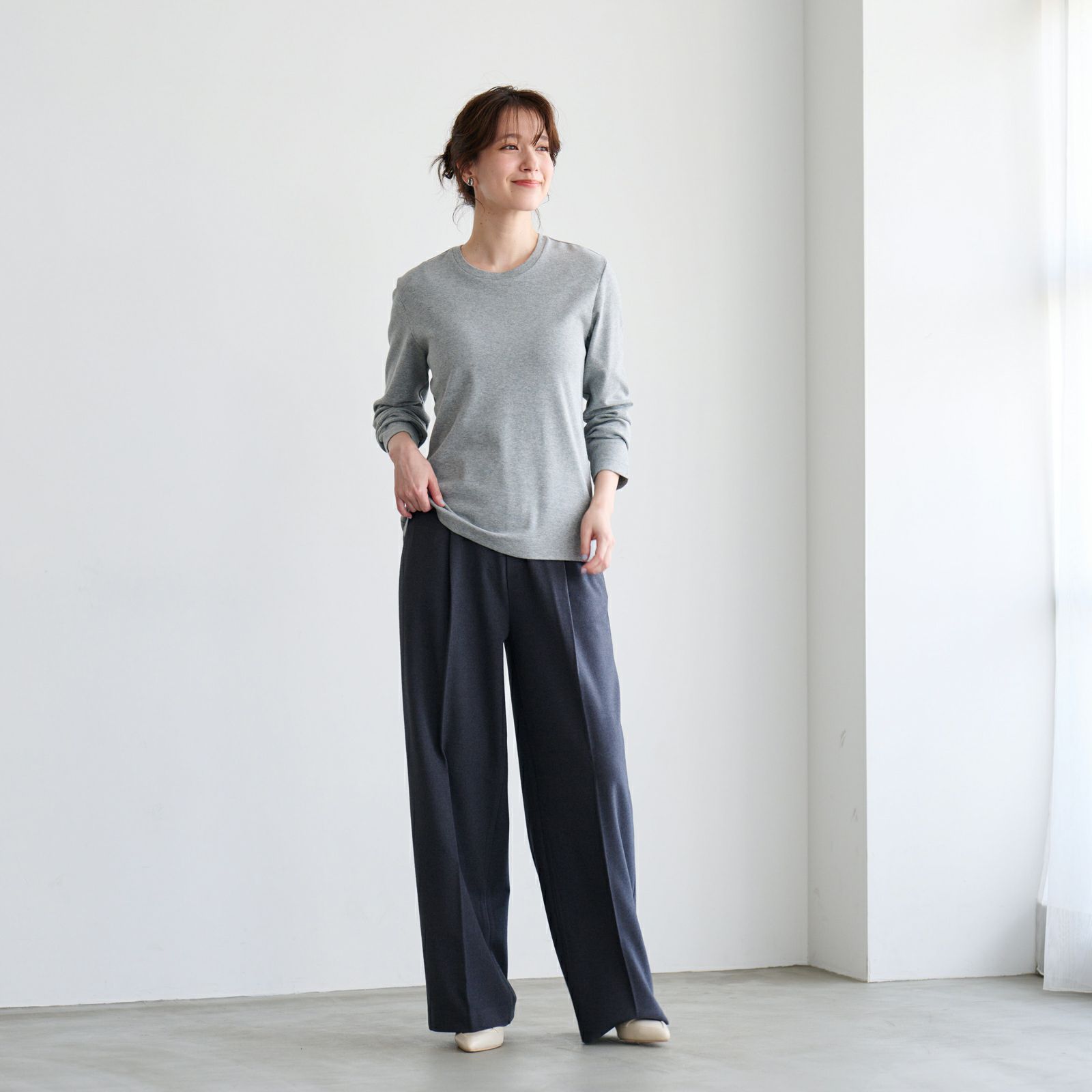 コットン１００起毛　クルーネック長袖Tシャツ